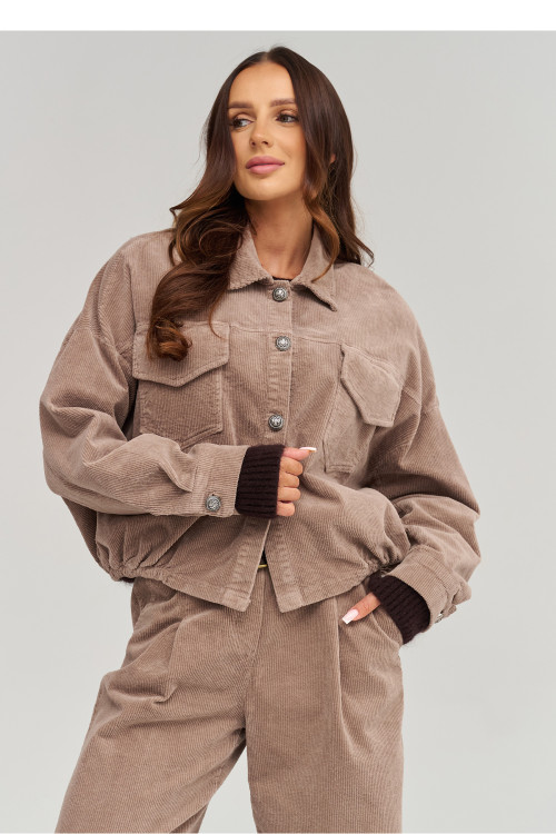 zamatová bunda model 232012 Makadamia